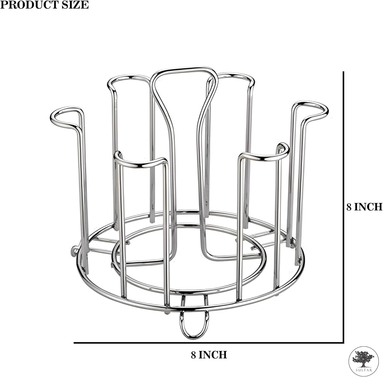Sulfar Stainless Steel Glass Stand Glass Stand Glass Holder for Kitchen Dining Table (6 Glass Stand) Design 2