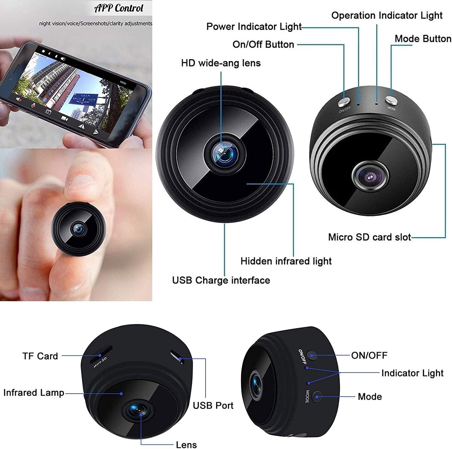 Keepinno Mini WiFi Hidden Cameras,Wireless Spy Cameras with Video Live Feed, HD 1080P Home Security Cameras, Baby Nanny Cam,Tiny Smart Cameras with Night Vision and Motion Detection.
